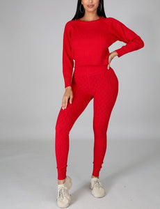 RED knit sweater set